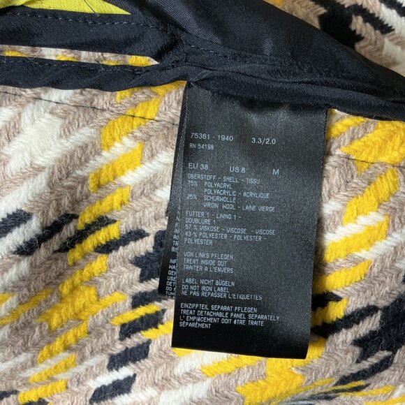 Bogner Black, Yellow, Tan Check Kerri-D Wool Blend Removable Hooded Coat M - Picture 8 of 10